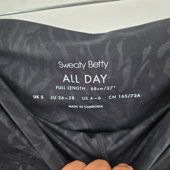 Sweaty Betty All Day Black‎ Leopard Full Length Leggings Size Medium 4-6 - Picture 6 of 9